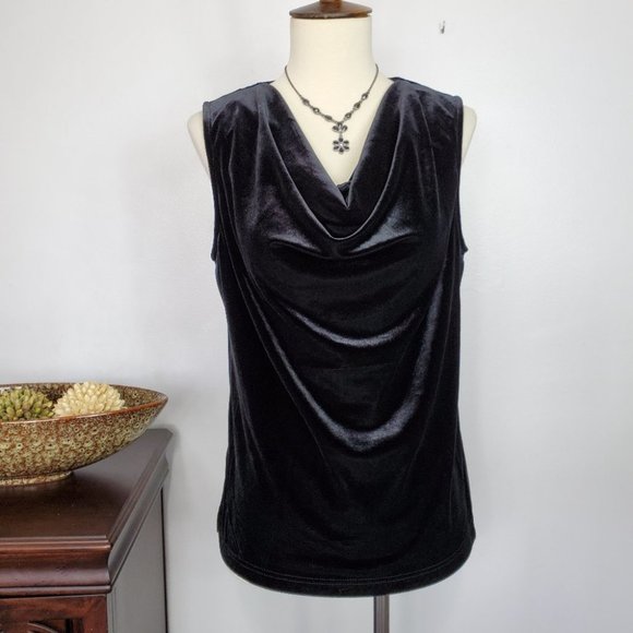 LUXE Velvet Look Drape Neck Dress Up or Down Career Top Size XS - Picture 1 of 6